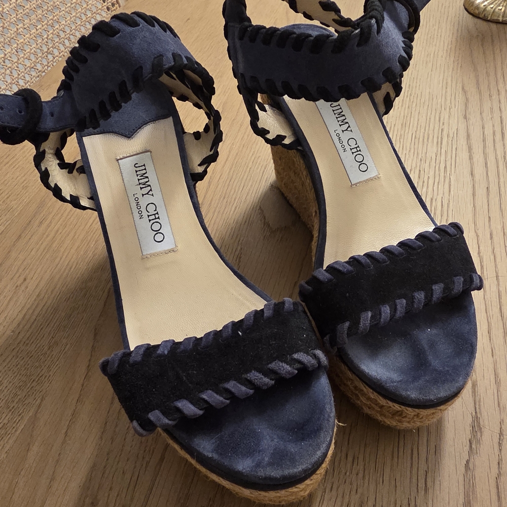 Jimmy Choo Navy Wedge Sandals